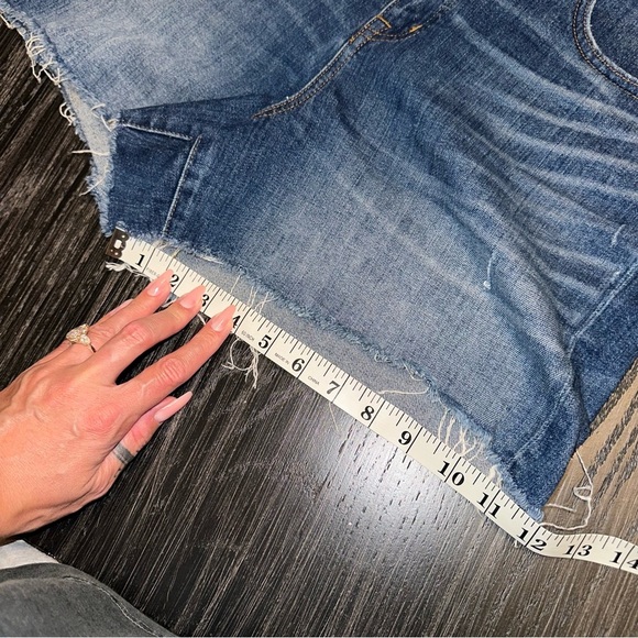 Madewell High-Rise Stretch Raw Fray Hem Blue Denim Shorts 4” Inseam, Size 30 - Picture 7 of 13